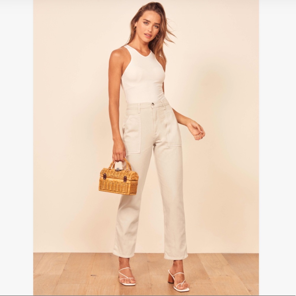 Reformation Natural Beige Straight Leg Jeans